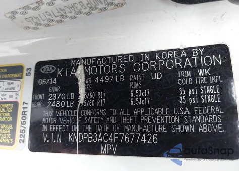 2015 Kia Sportage Lx from USA, damaged, VIN KNDPB3AC4F7677426